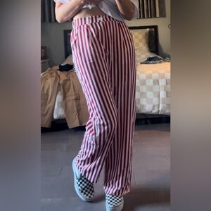 Red and white striped pants. Size 4 (S)